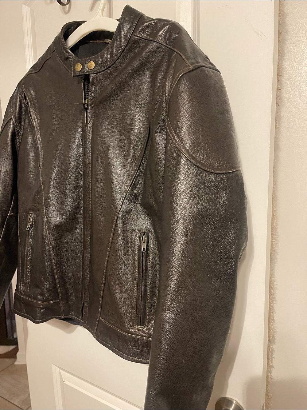 Men's Brown Leather Performance Riding Jacket - Picture 3 of 16